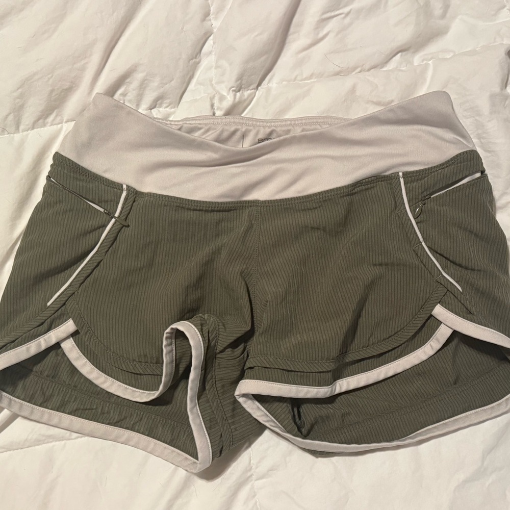 Hylete Olive and White Women's Athletic Shorts